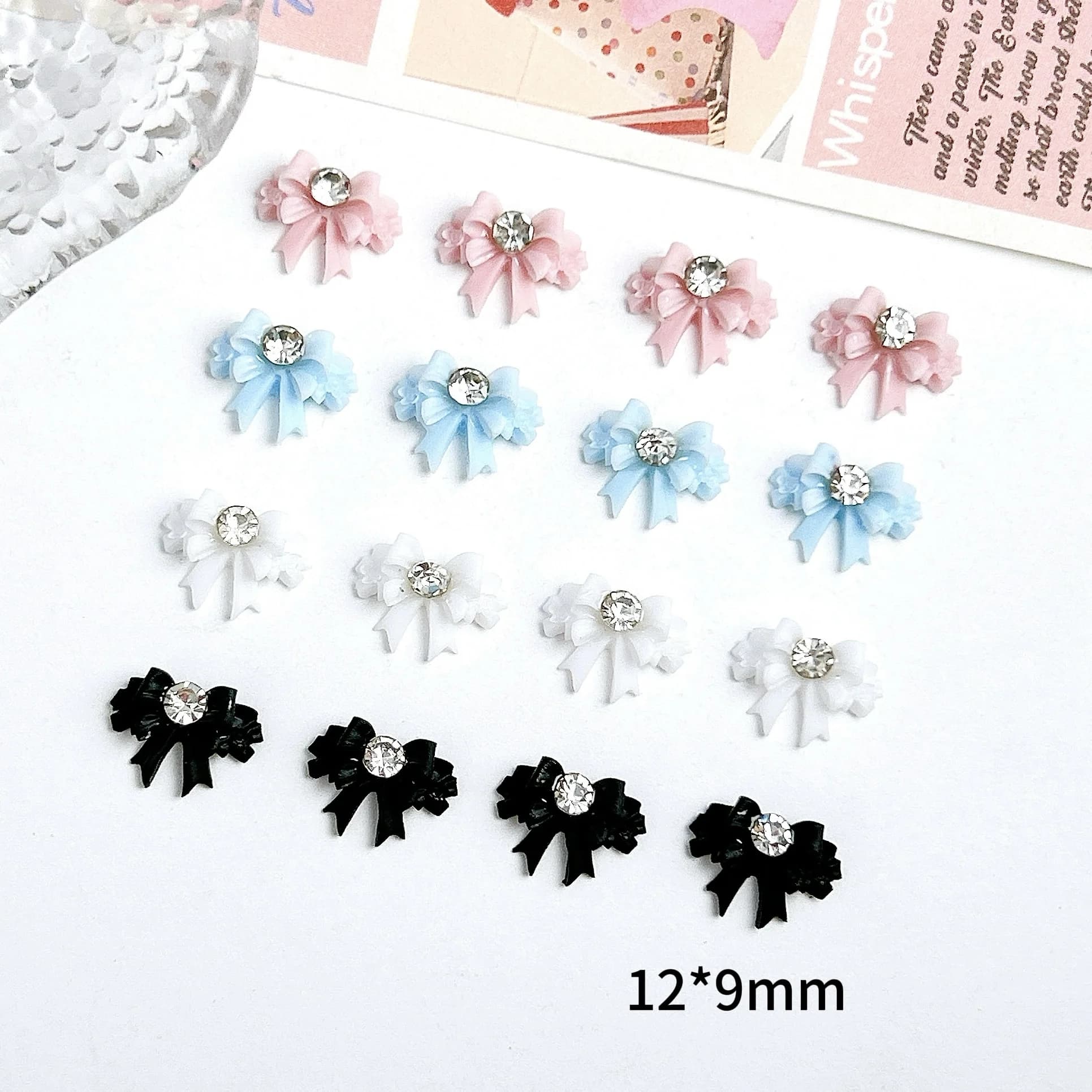 Nœuds féeriques de couleur unie, 30 pièces, breloques pour ongles en résine, nœuds minimalistes Doub