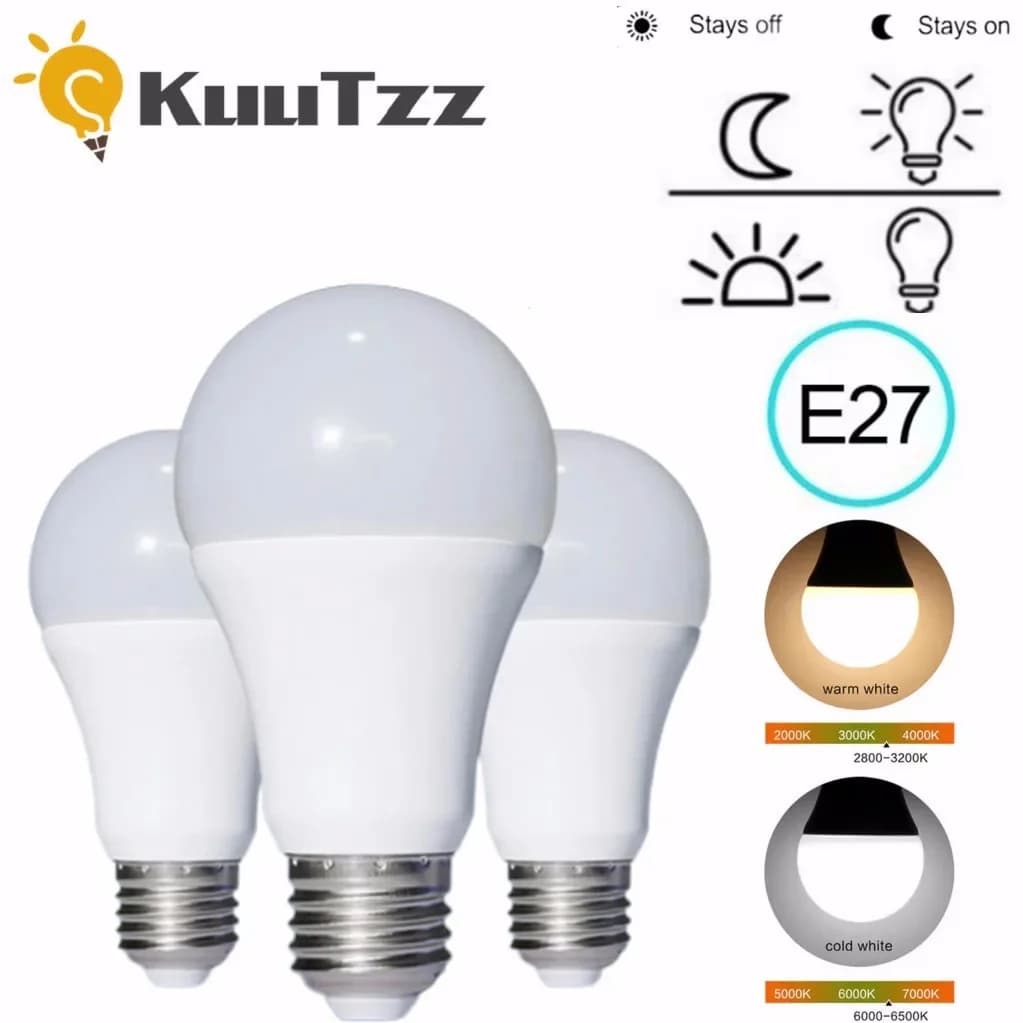 E27 LED crépuscule à l'aube ampoule 5W 7W 9W 12W capteur lumière extérieure AC 85-265V jour veilleus