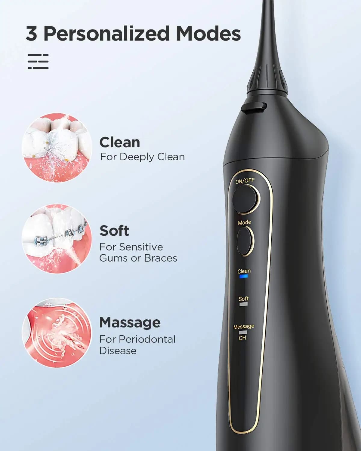 Fairywill – brosse à dents électrique sonique et jet d'eau, Charge USB, étanche, 5 Modes, 3 têtes, n