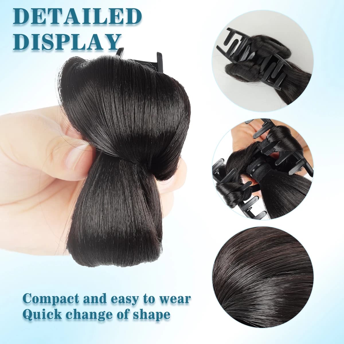 Perruque synthétique à tête sphérique basse de 4 pouces, une perruque chignon à clipser qui se conne