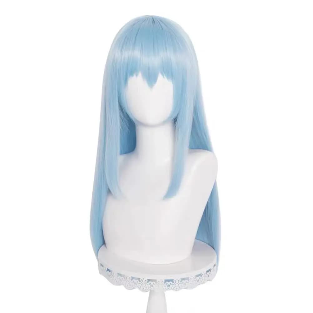 Rimuru Tempest perruque Cosplay bleu cheveux longs raides perruque Anime Costume perruque synthétiqu