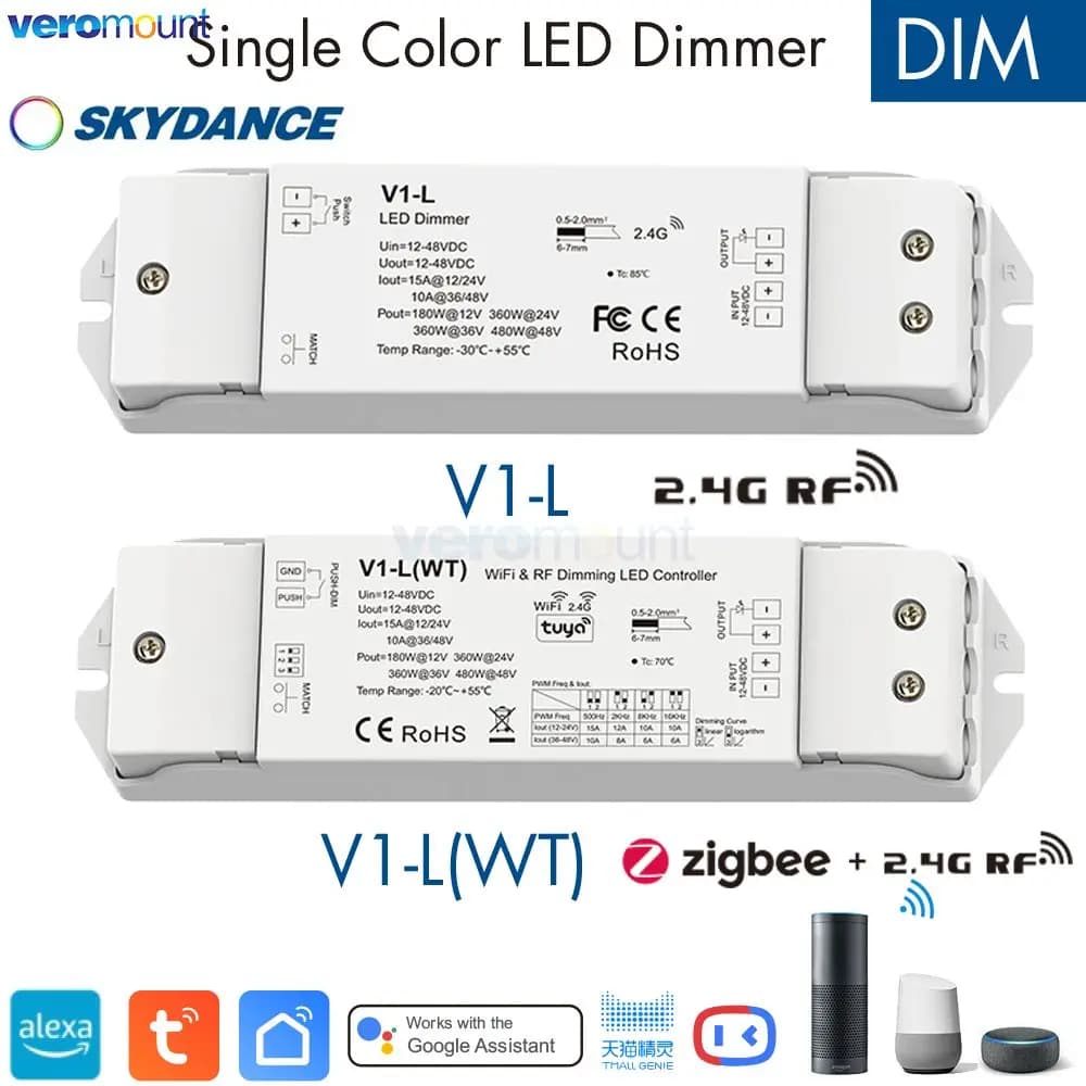 Skydance V1-L 2.4G RF télécommande sans fil V1-L(WT) WiFi Tuya APP + variateur LED Push Dim contrôle