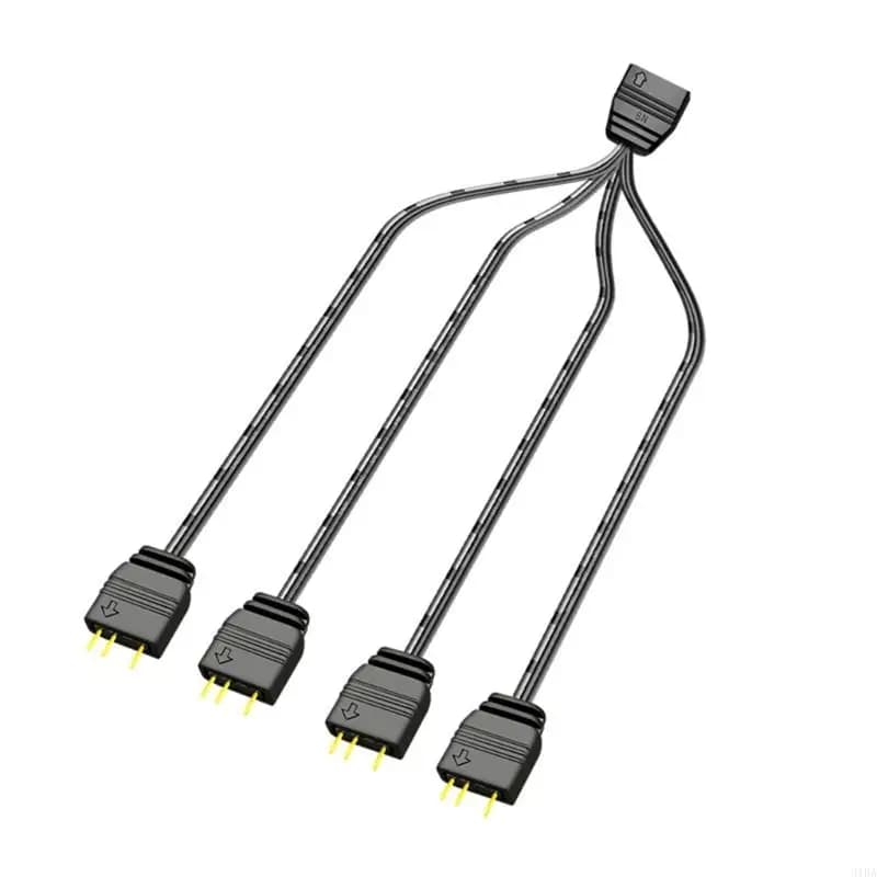 Répartiteur ARGB 1 à 4, 5V, 3 broches, carte mère PC vers ventilateur AURA RGB, prise 3 broches, câb