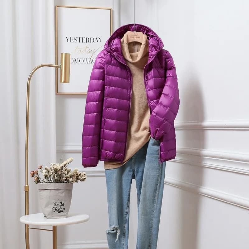 Doudounes à capuche ultralégères pour femmes, 2023 duvet de canard blanc, parkas décontractées, comp