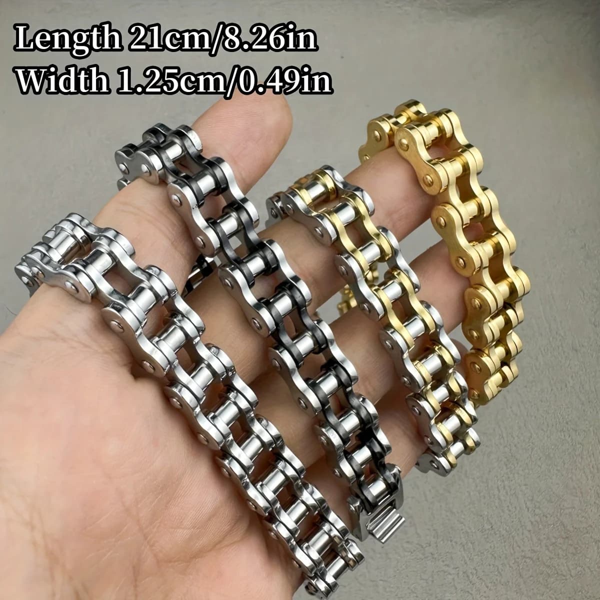 1 pièces Punk Rock acier inoxydable motard hommes Bracelet lien chaîne moto vélo vélo chaîne Bracele