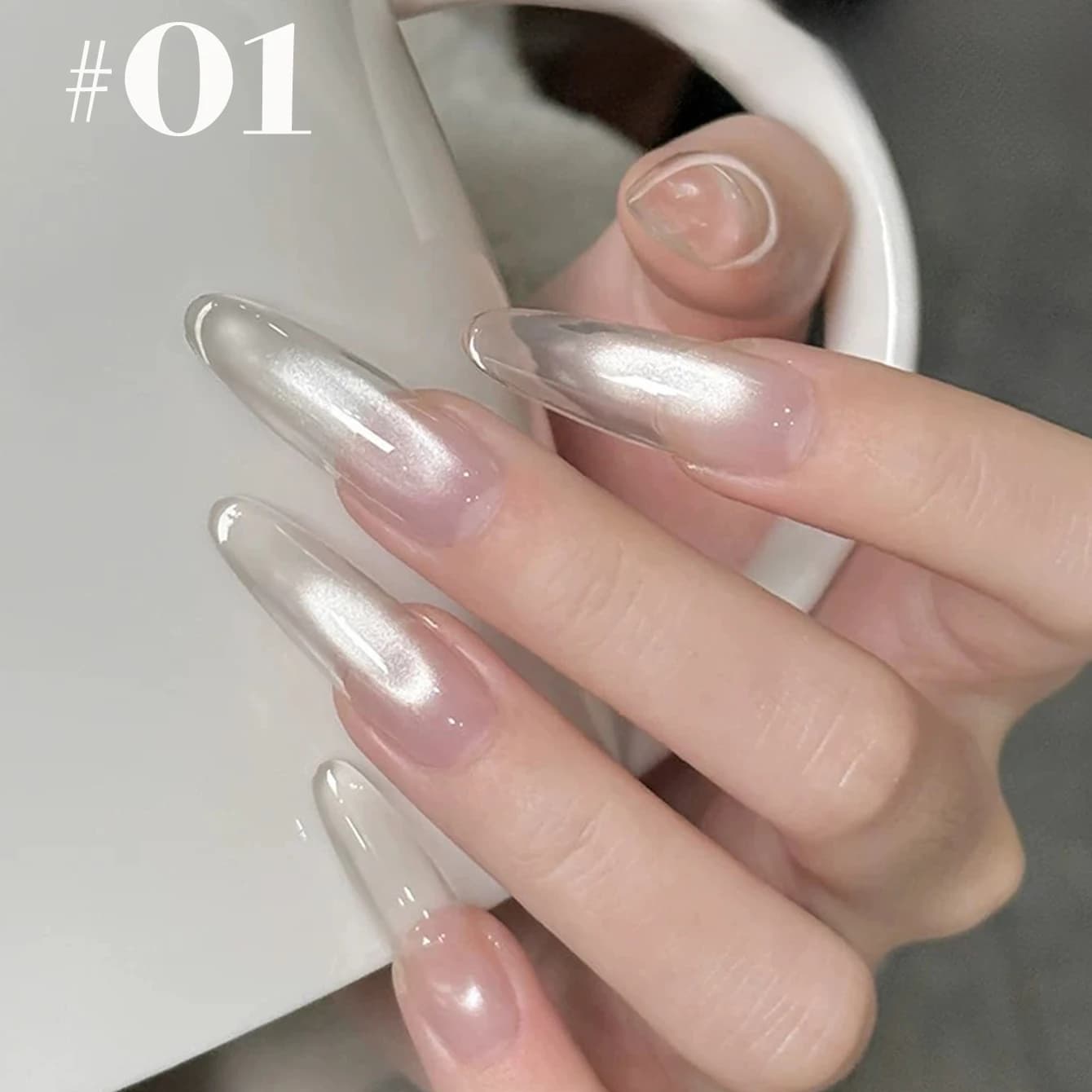 1-12 pièces WS Style chaud Non-gris universel blanc oeil de chat Gel vernis à ongles Super Flash bla