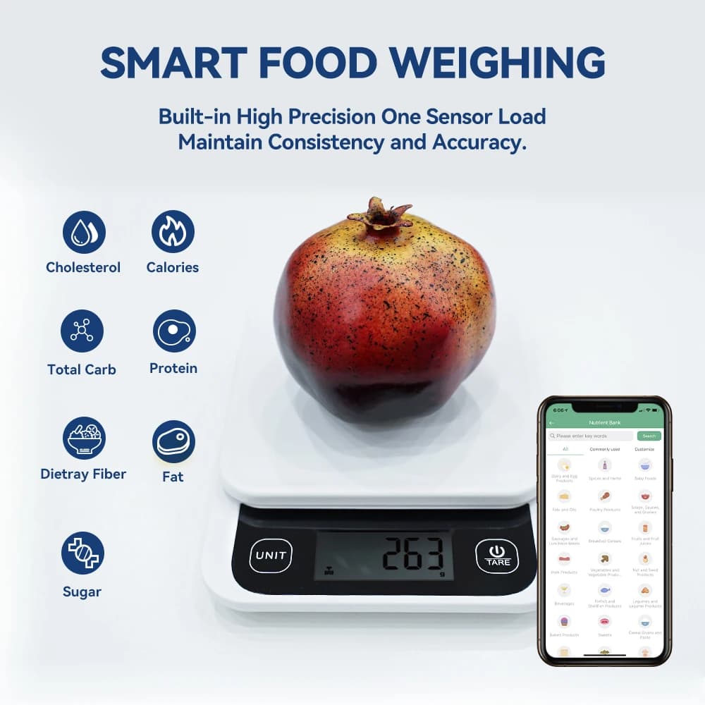 Balance de cuisine intelligente 5kg/0.1g/1g, balance de nutrition, balance de calories alimentaires 