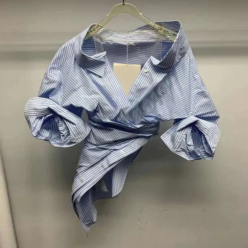 Smile Aen-Chemise taille fine style coréen, haut irrégulier, chemise désinitiée, automne, nouveau, 2