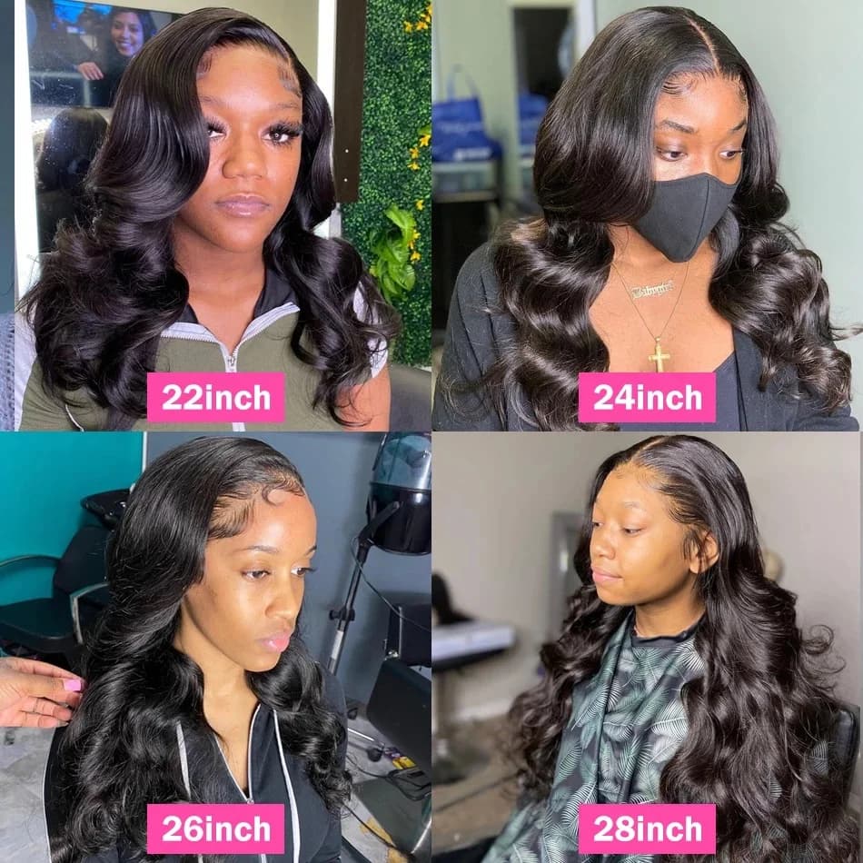 Perruque Lace Front Wig 360 naturelle Body Wave, cheveux humains, pre-plucked, bling, 4x4, 13x4, 32/