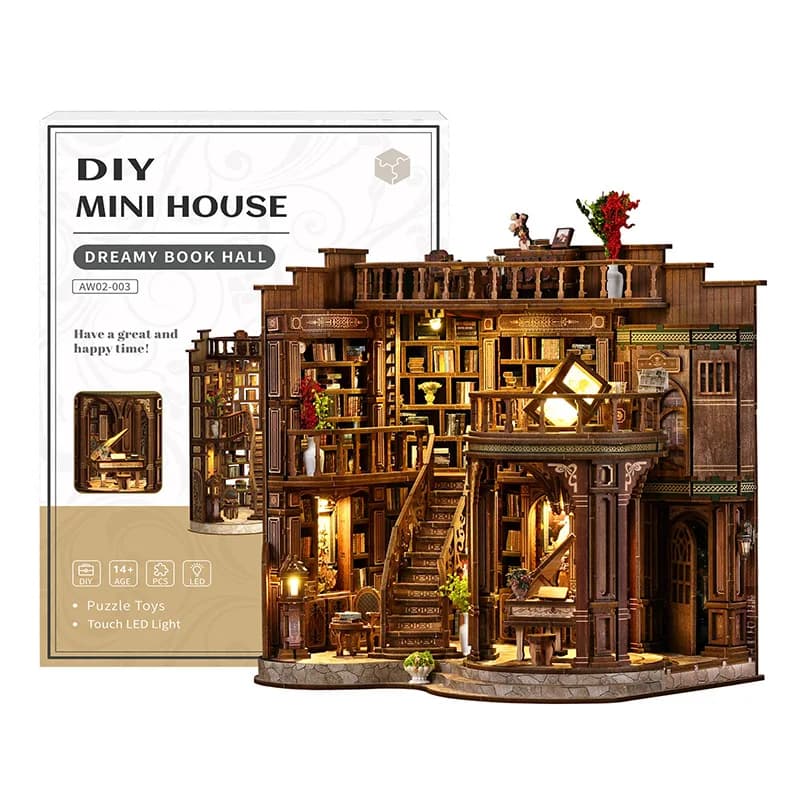 Kit de maison de poupée miniature DIY style livre de fantaisie, style architectural européen rétro, 