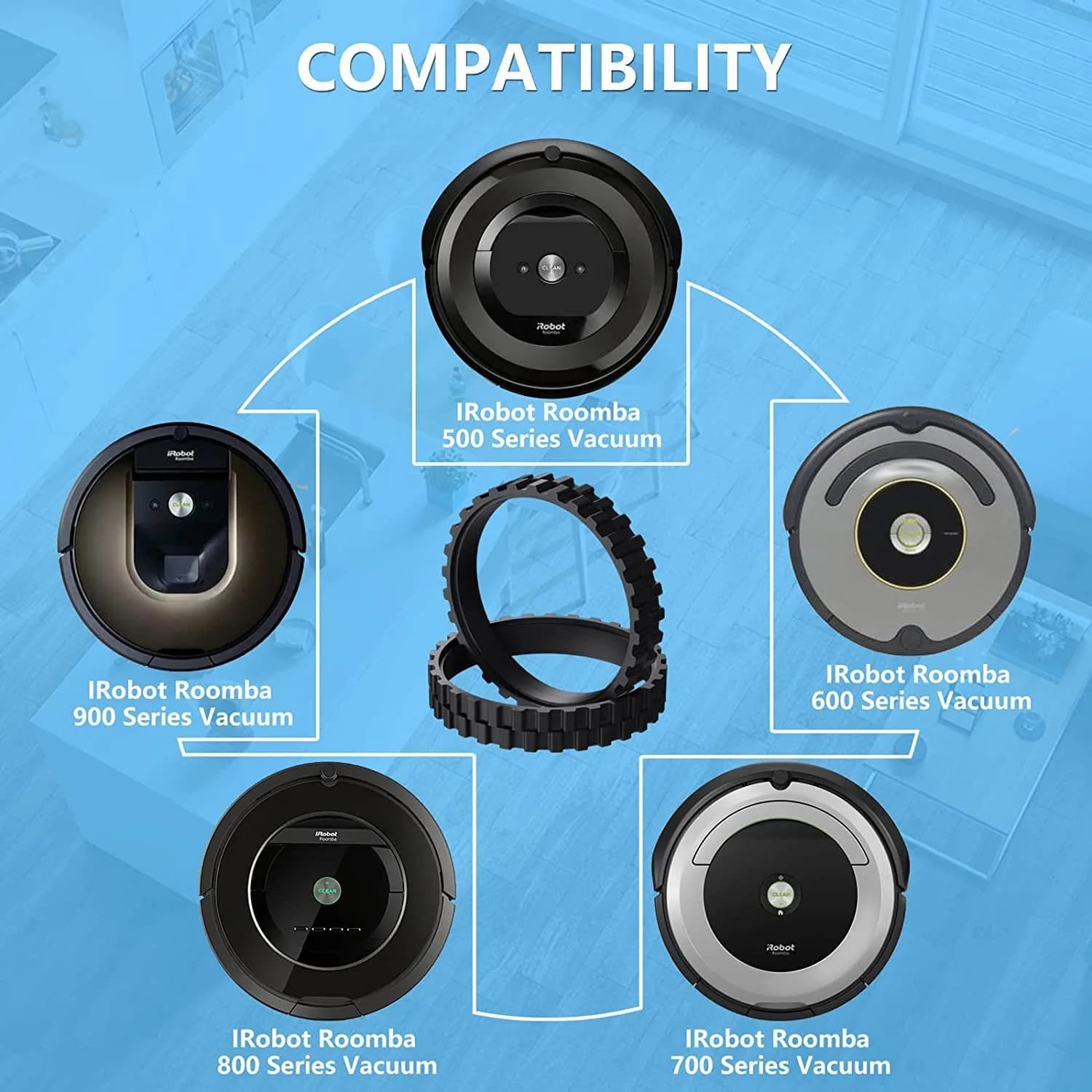 Pneus coordonnants pour roues IROBOT ROOMBA, accessoires irobot roomba, séries 500, 600,700, 800 et 