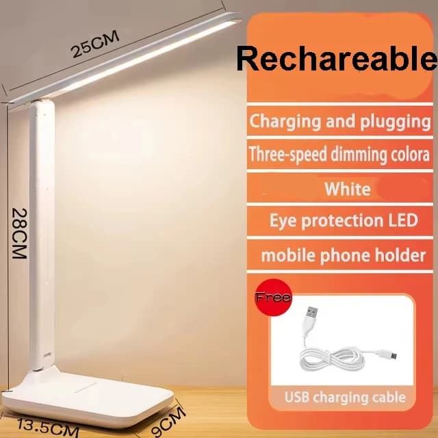 Lampe de table pliable rechargeable, protection des yeux, lampe LED à intensité variable tactile, la