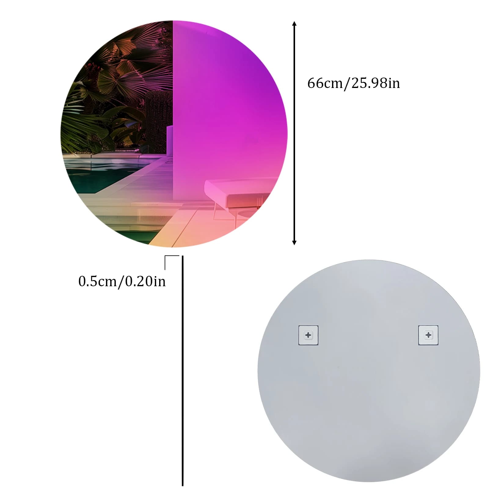 Fissuraminants pour le miroir décoratif mural, miroir mural rond irisé, miroir en verre d'accent arc