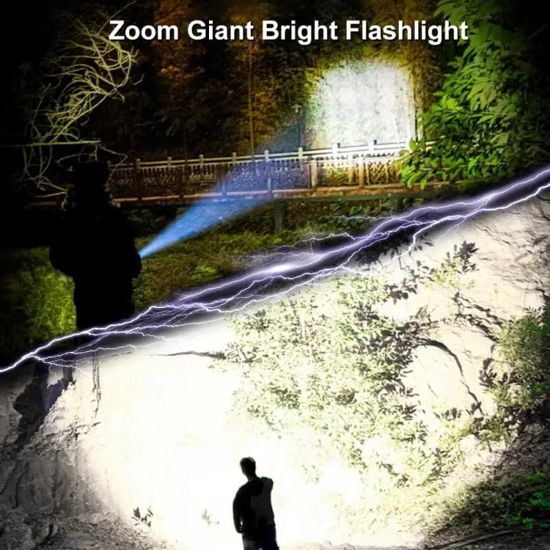Puissante lampe de poche LED Rechargeable USB 18650 étanche Zoom pêche chasse 100000   Lampe de poch