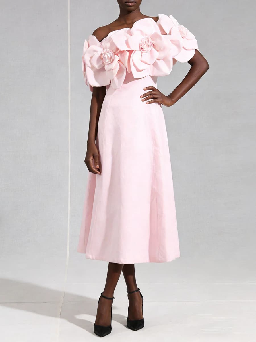 VGH – robe de dîner élégante et solide pour femmes, col en V, manches épaules dénudées, taille haute