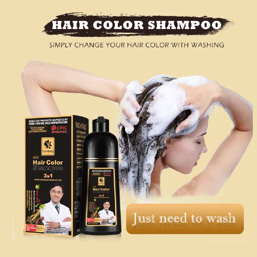 Shampooing Teinture Bio Naturel, Rapide, Permanent, Cheveux, Essence de Plantes, Crème Couvrante, Co