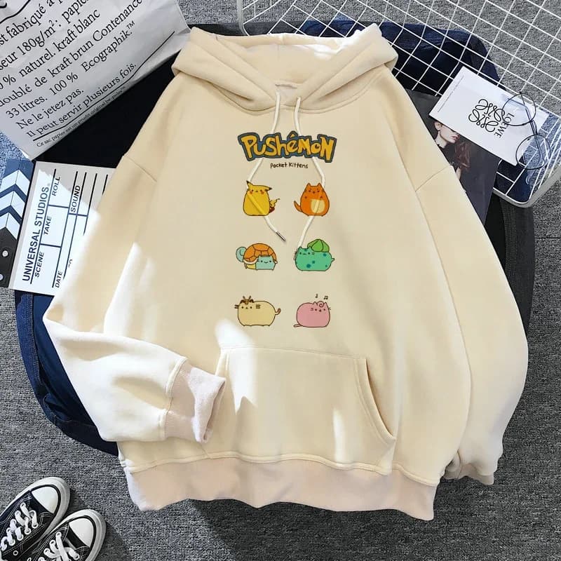 2020 drôle le chat à capuche femmes mode Kawaii coréen Harajuku sweat femme 90s dessin animé vêtemen