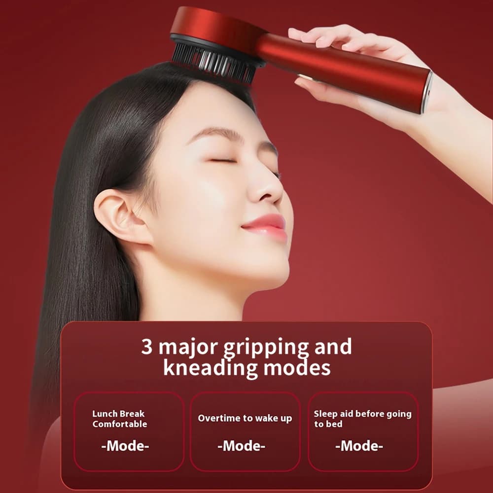 Peigne de Massage électrique à vibrations, 3 Modes, thérapie à la lumière rouge, Massage de la crois