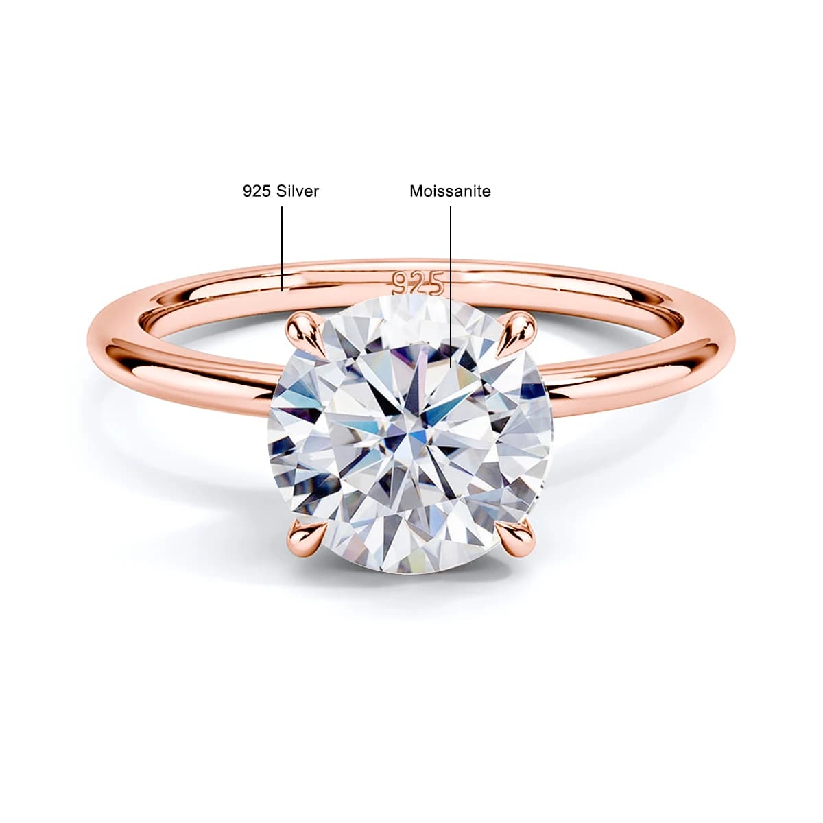 Szjinao – bague en Moissanite couleur D, 1ct, 2ct, 3ct, 5ct, en or Rose pour femmes, bijoux de fianç