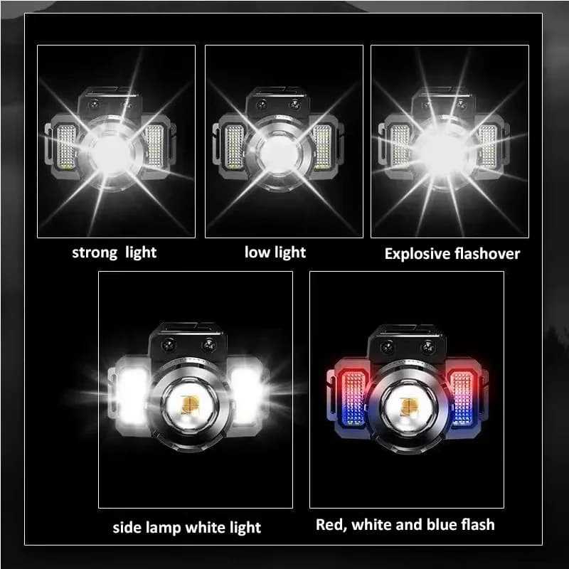 LED capteur phare Camping recherche lumière tête lampe de poche Rechargeable puissante lampe frontal