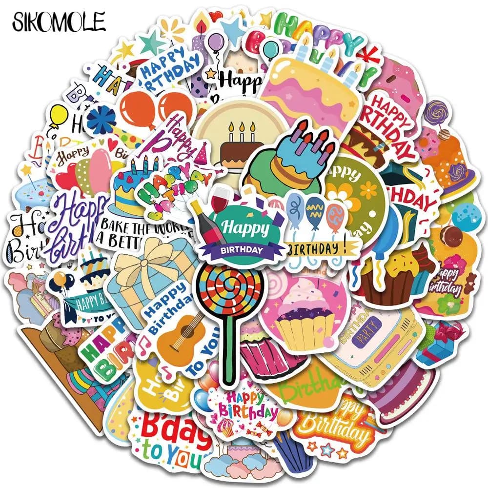 10/30/50pcs Dessin animé Mignon Joyeux anniversaire! Graffiti autocollants Kawaii jouet bricolage en