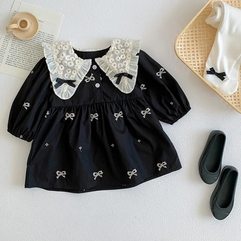 Robe de princesse d'automne pour filles de 0 à 6 ans, vêtements pour bébés filles, col papillon, une