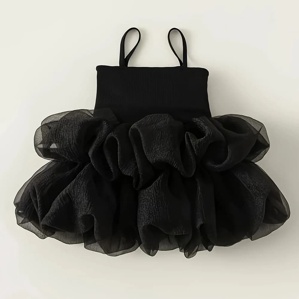 Robe Tutu noire élégante sans manches pour filles, robe de princesse pour bébé, vêtements d'été trap