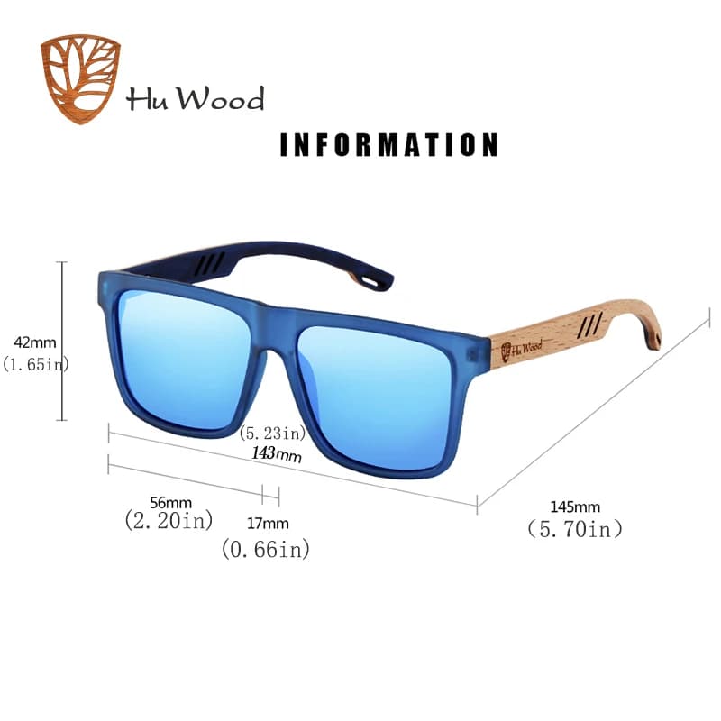 HU WOOD nouvelles lunettes de soleil carrées de haute qualité pour hommes polarisées UV400 mode lune