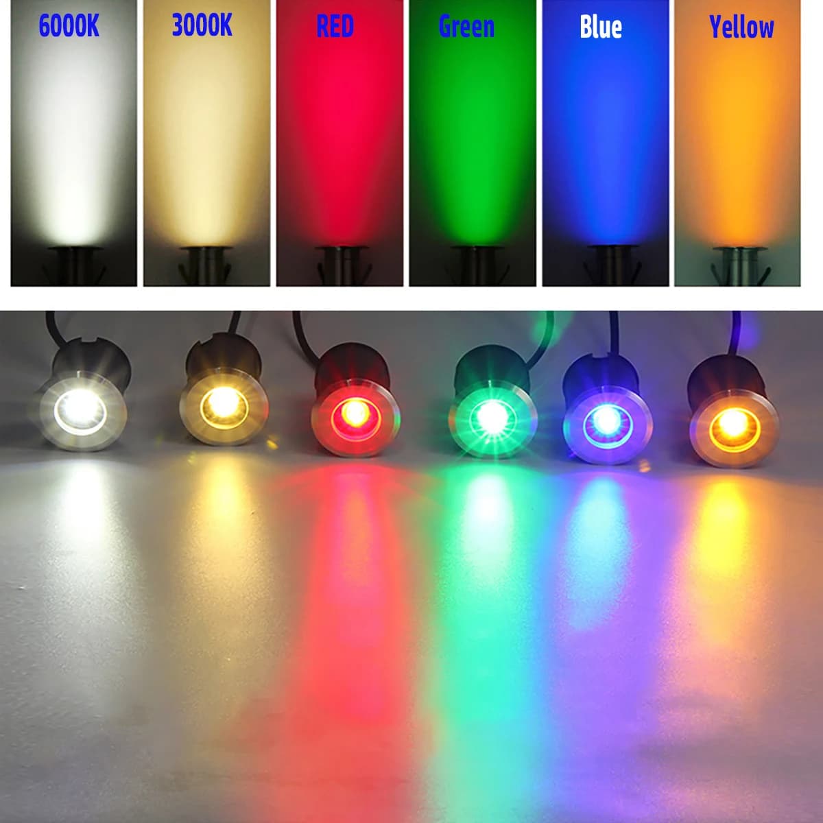 42MM 52MM 62MM 75MM 1W 3W 6W 12V-24V IP68 piscines éclairage tout en acier inoxydable LED lumière so