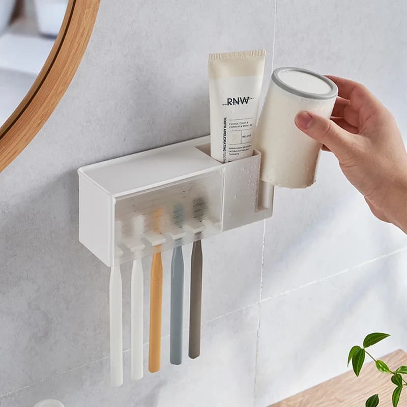 Étagères de salle de bain, support mural pour brosse à dents et dentifrice, support de rangement à v