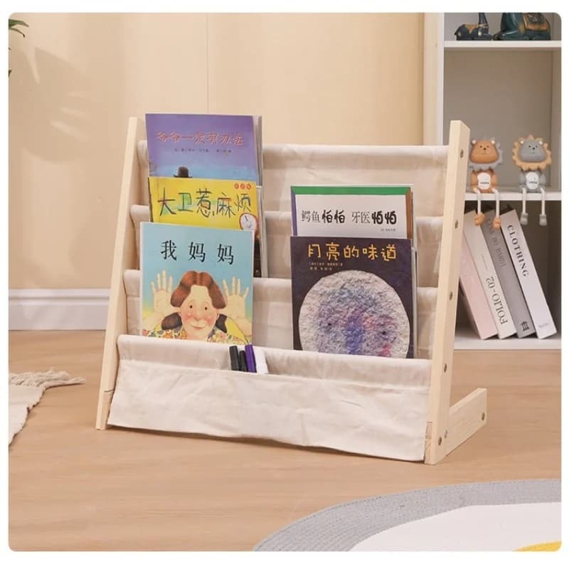 Bibliothèque de lecture multicouche en bois massif, étagère de rangement au sol amovible, organisate