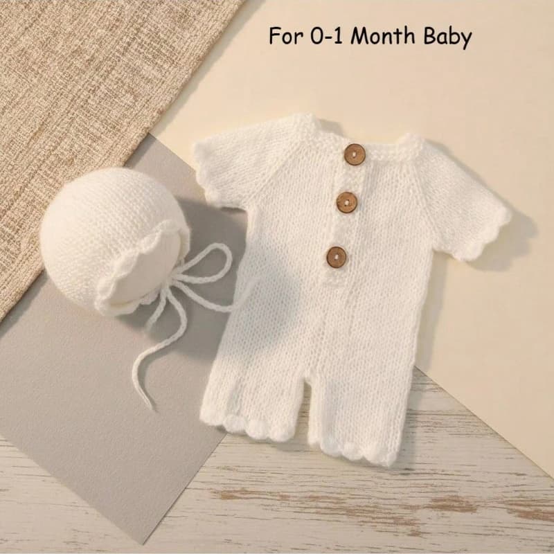 Barboteuse en Crochet faite à la main pour bébé, 2 pièces, avec chapeau, tenues de photographie pour