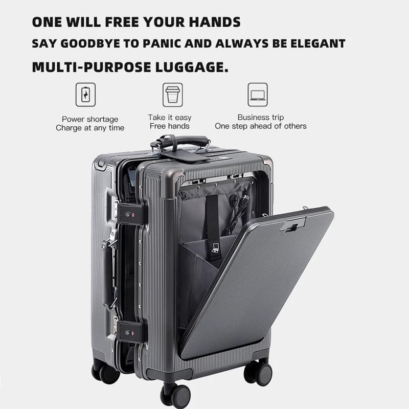 SUSHIMU – bagage à roulettes large, ouverture frontale, multifonctionnel pour femmes, petite boîte d