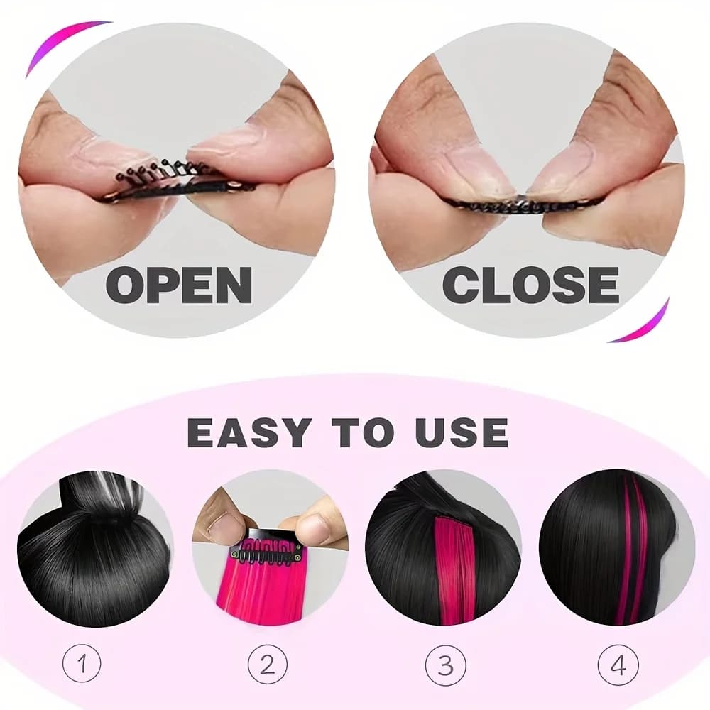Extensions de cheveux synthétiques longues et lisses, 6 pièces, Extensions de cheveux colorées de 24