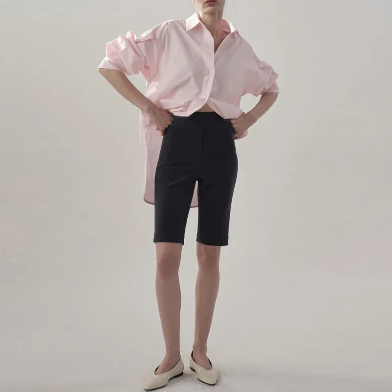 Chemisier rose élégant à manches longues et col rabattu pour femmes, chemises en coton pour femmes, 