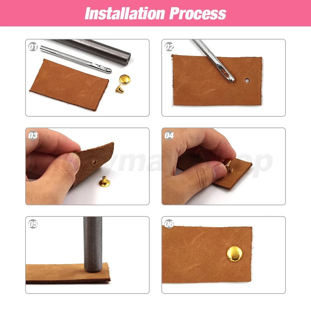 100 ensembles de Rivets à capuchon unique en métal de 5mm à 15mm, goujons ronds pour bricolage, sac 