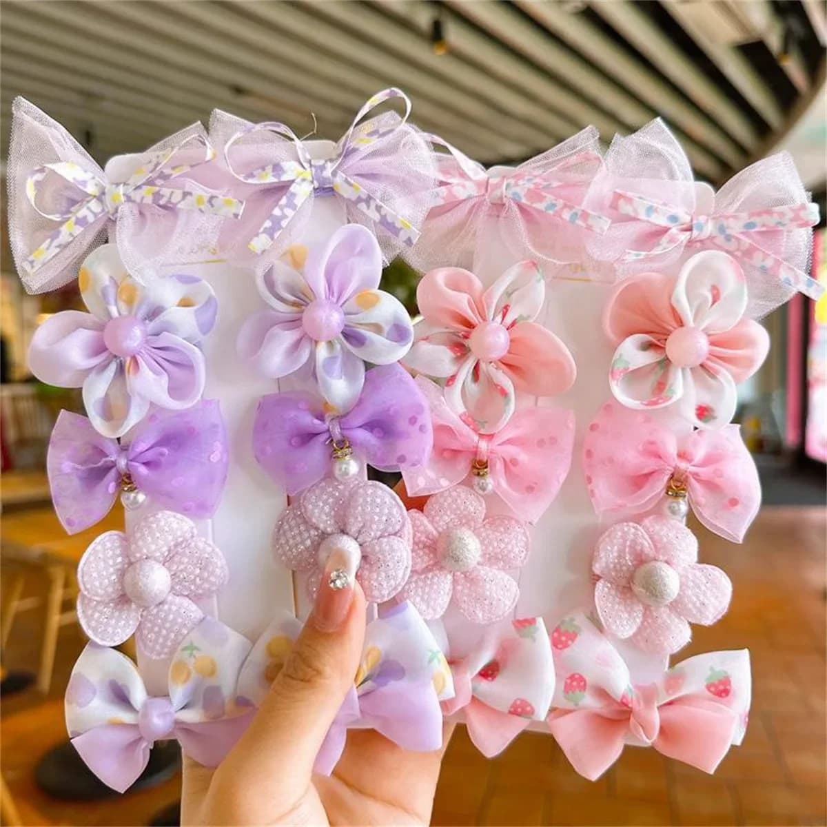 Pinces à cheveux en dentelle pour bébé, 10 pièces/ensemble, nœuds mignons, fleur, épingles à cheveux