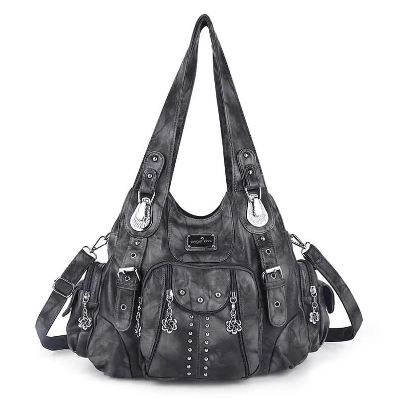 Sac à main vintage pour femme, grand sac fourre-tout en PU avec poignée supérieure, sac à bandoulièr