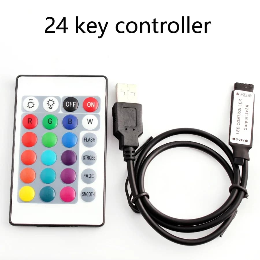 Bande LED RGB contrôleur Mini 3 24 44 touches connecteur USB télécommande IR variateur pour 5050 283