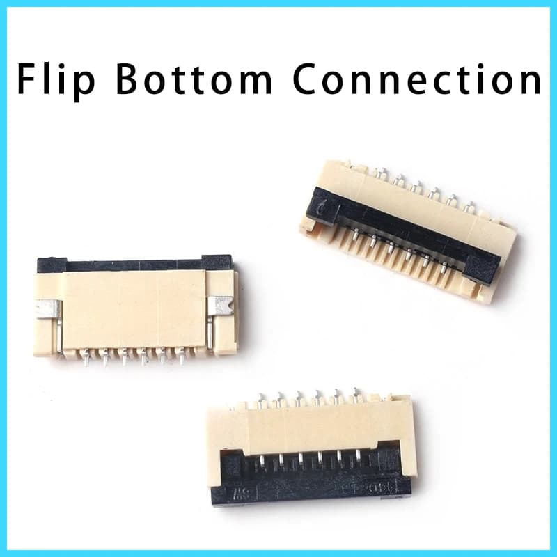 Connecteur de prise FPC FFC, pas de 0.5mm, 1mm, câble plat, connexion inférieure rabattable 4/5/6/8/