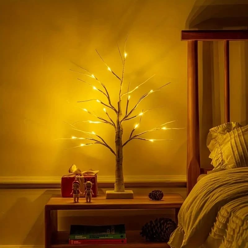 24 Led arbre scintillant de pâques fée lumière Branches d'arbre de bouleau 3AA et USB alimenté arbre