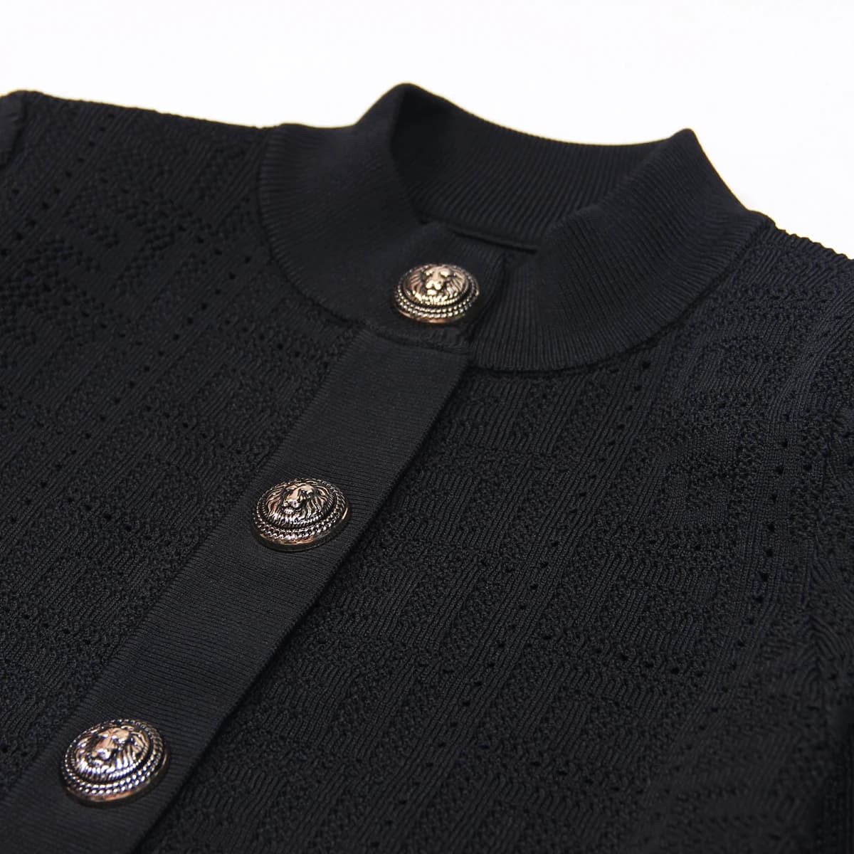 SML-Cardigan en tissu élastique pour femme, col rond creux, simple boutonnage, manches longues, coup