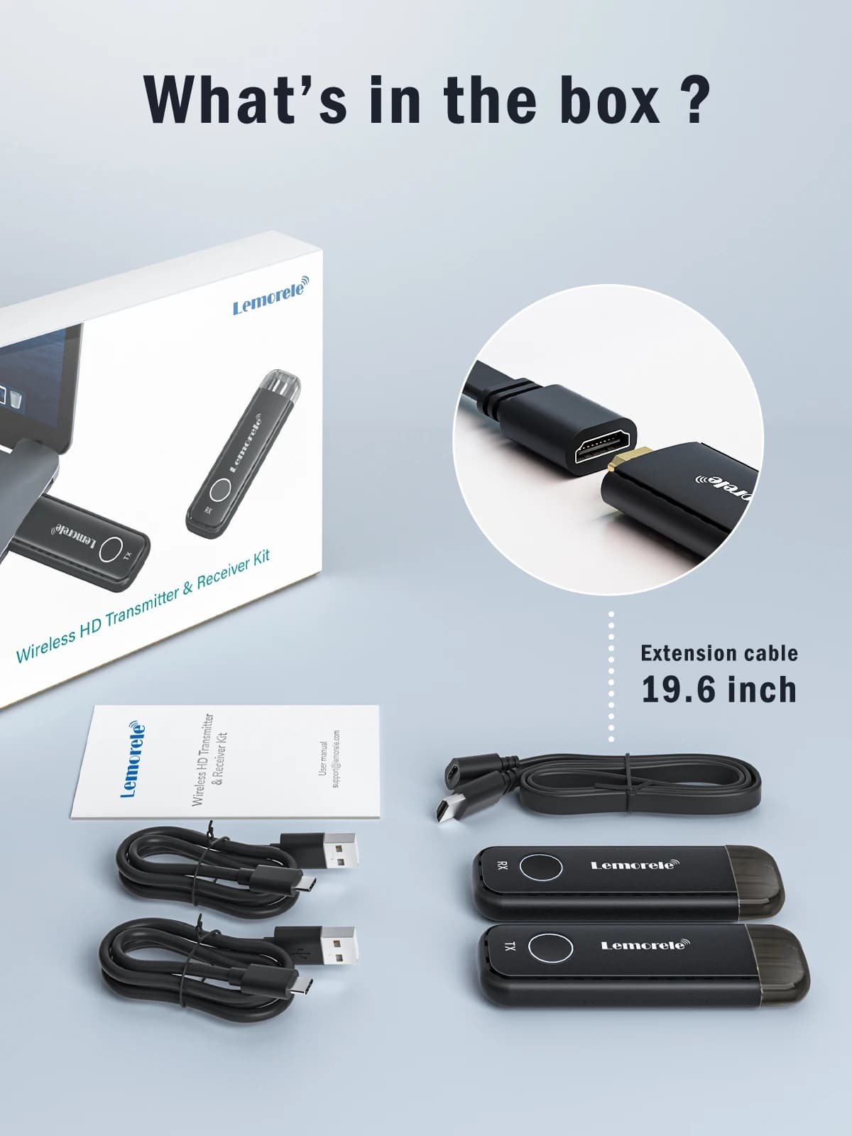 Lemorele sans fil HDMI Wifi émetteur récepteur 50M 1080P60Hz extension adaptateur d'affichage Dongle
