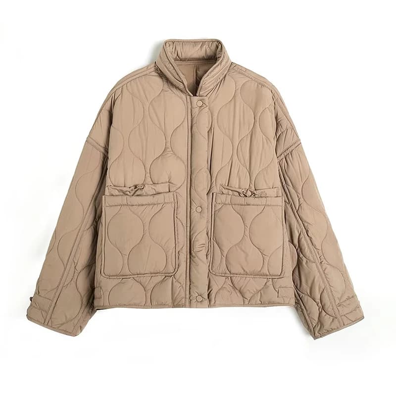 YENKYE nouveau automne femmes veste matelassée à manches longues poches femme Vintage manteau surdim