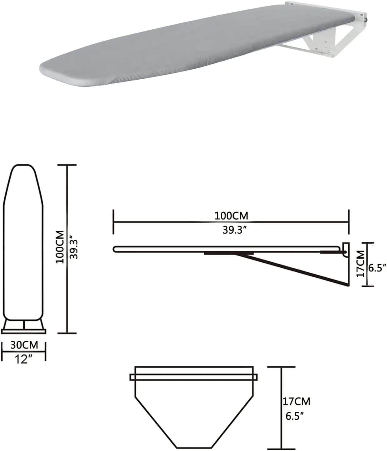 Planche à repasser murale pliable, support compact, maison, appartement, petits espaces