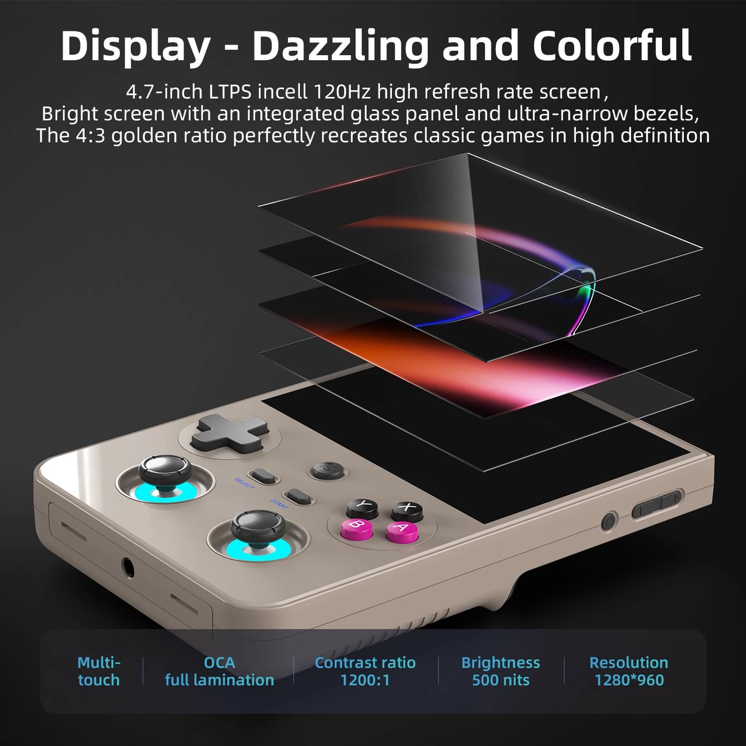 Anbernic RG477V Console de jeu portable 4.7 "LTPS dans le cellule Android 14 DSP effet sonore lecteu