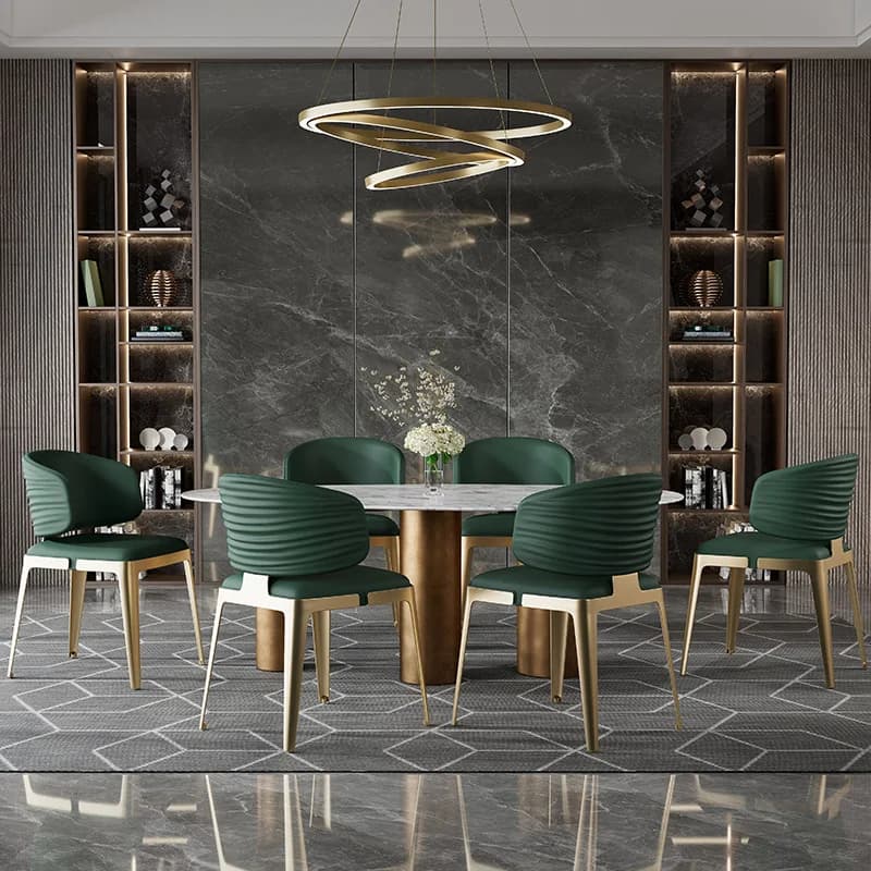 Chaise de salle à manger de luxe légère italienne, simple et moderne, en acier inoxydable, pour la m