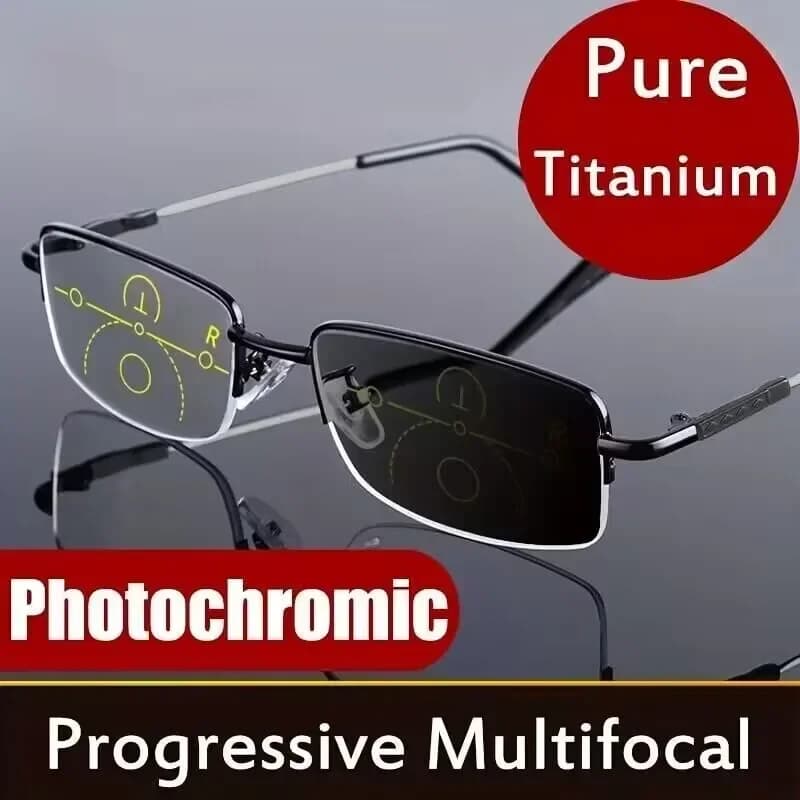 Clara Vida-Lunettes de lecture photochromiques progressives pour hommes et femmes, alliage de titane