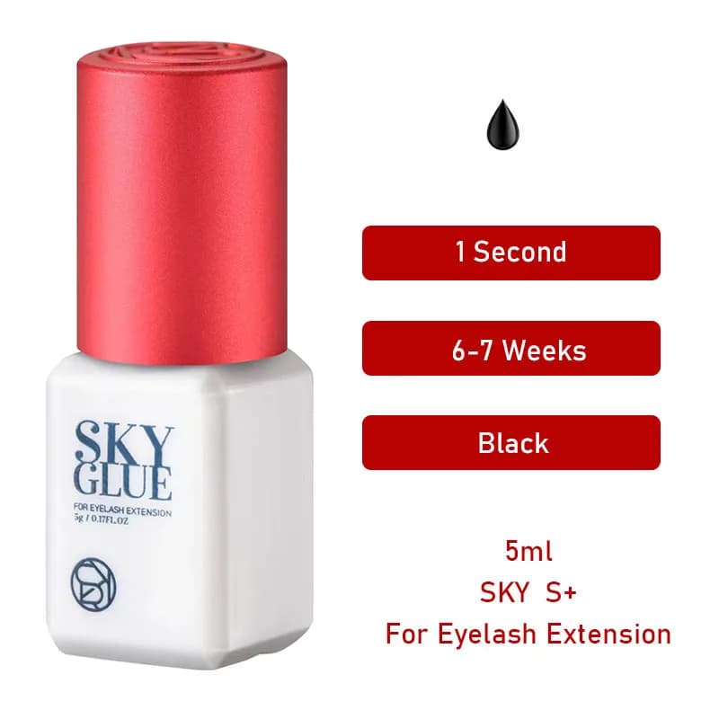 3 bouteilles SKY S + colle faux cils Extension fournitures corée 5ml noir rouge bleu capuchon beauté