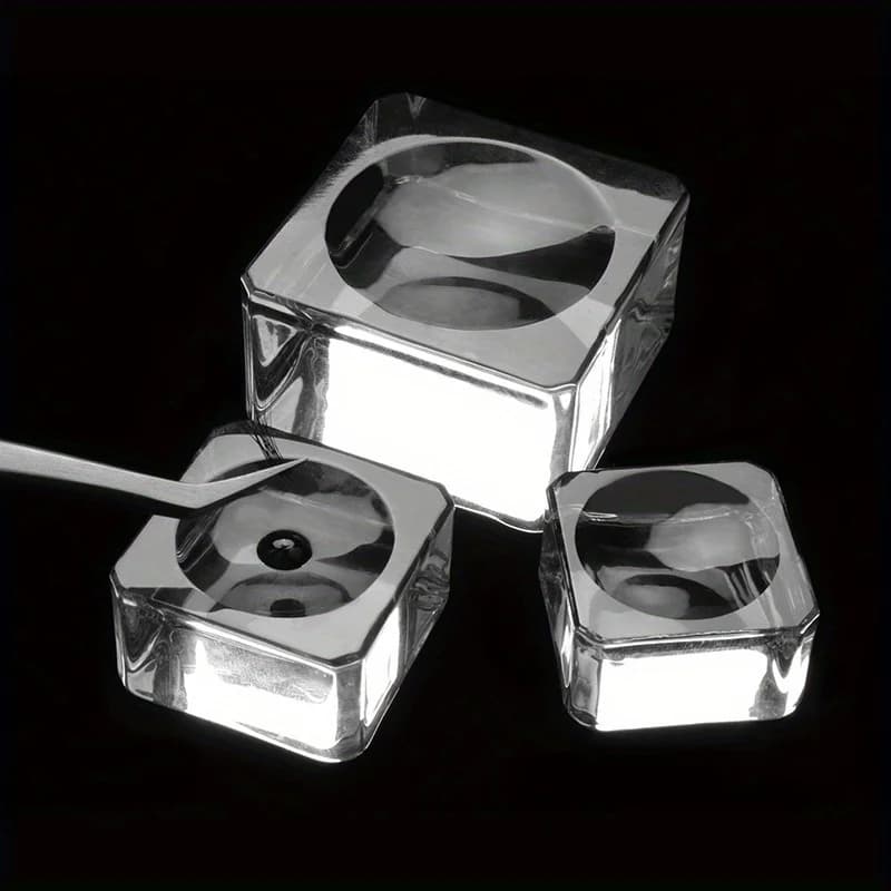 Joint carré en verre de cristal, support de faux cils, tampon de colle, 4 tailles, porte-colle, pale
